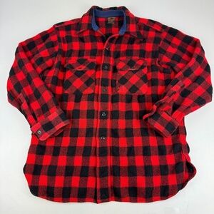 Vintage Minnesota Woolen Co. Mens Size S Wool Flannel Shirt Buffalo Check *Read